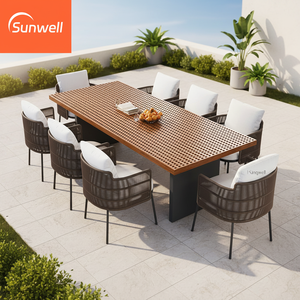 Ensemble <span class=keywords><strong>de</strong></span> salle à manger d'extérieur <span class=keywords><strong>de</strong></span> luxe en aluminium 8 pièces, mobilier <span class=keywords><strong>de</strong></span> jardin, table et chaises avec design imperméable <span class=keywords><strong>pour</strong></span> cour et <span class=keywords><strong>balcon</strong></span> - Product Image 1