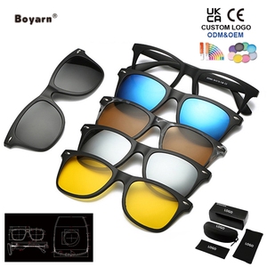 <span class=keywords><strong>Gafas</strong></span> <span class=keywords><strong>de</strong></span> Sol Polarizadas Boyarn para PC, <span class=keywords><strong>Gafas</strong></span> <span class=keywords><strong>de</strong></span> Visión Nocturna con Espejo, 5 en 1, Clip Magnético para <span class=keywords><strong>Gafas</strong></span> <span class=keywords><strong>de</strong></span> Sol para Hombre - Product Image 1