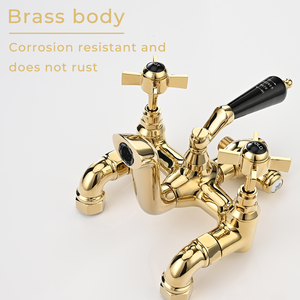 Cổ điển treo tường vàng <span class=keywords><strong>3</strong></span> chức năng vòi hoa sen đặt phòng tắm Brass đôi xử lý sang trọng vòi hoa sen vòi - Product Image 5