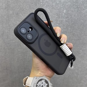 Película de lente mate magnética a prueba de golpes, <span class=keywords><strong>funda</strong></span> protectora para teléfono amigable <span class=keywords><strong>con</strong></span> la piel para <span class=keywords><strong>iPhone</strong></span> <span class=keywords><strong>12</strong></span> 13 14 15 16 Pro Max, fundas <span class=keywords><strong>con</strong></span> correa de <span class=keywords><strong>cuerda</strong></span> - Product Image 2