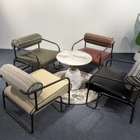 Fauteuil d'appoint 8206 à structure métallique, dossier rayé, assise en PU, fauteuil de salon moderne, mobilier de maison