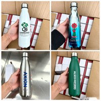Botella de Agua con Aislamiento Térmico de Doble Pared de Acero Inoxidable, a Prueba de Fugas, con Forma de Cola, para Viajes, con Logotipo Grabado con Láser