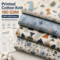 Tissu imprimé 180 GSM, design personnalisé, pour fournisseur d'usine de vêtements OEM ODM, tissu tricoté 100% coton pour bavoirs bandana pour bébés