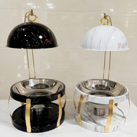 Liyunda Ensemble de buffet haut de gamme Royal 8L, chauffe-plat suspendu rond en marbre doré et acier inoxydable avec couvercle, pour la restauration