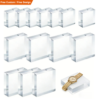 Supports de présentation personnalisés, socle, base, bloc transparent vierge, présentoir rectangulaire solide, cube pour bijoux, parfums, montres