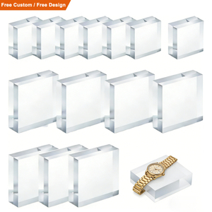 맞춤형 디스플레이 받침대 홀더 베이스 투명 블랭크 블록 직사각형 솔리드 디스플레이 랙 큐브 (보석, 향수, 시계용) - Product Image 1