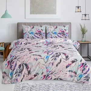 Dệt may nhà 100% cotton bedsheet Set tùy chỉnh 3D in kỹ thuật số phong Cách với hoa bộ đồ giường Duvet cover Set