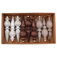 Vintage-Weihnachtsornament-Set mit langen, spitz zulaufenden Hängeschmuckstücken für den Weihnachtsbaum, Heimdekoration und Bauernhaus-Feiertagsdeko