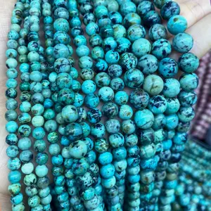 Natural Stone AAA African Turquoises Round Loose Beads 15'' 4-6-8-10mm For Jewelry Making DIY Bracelet Necklace Accessories