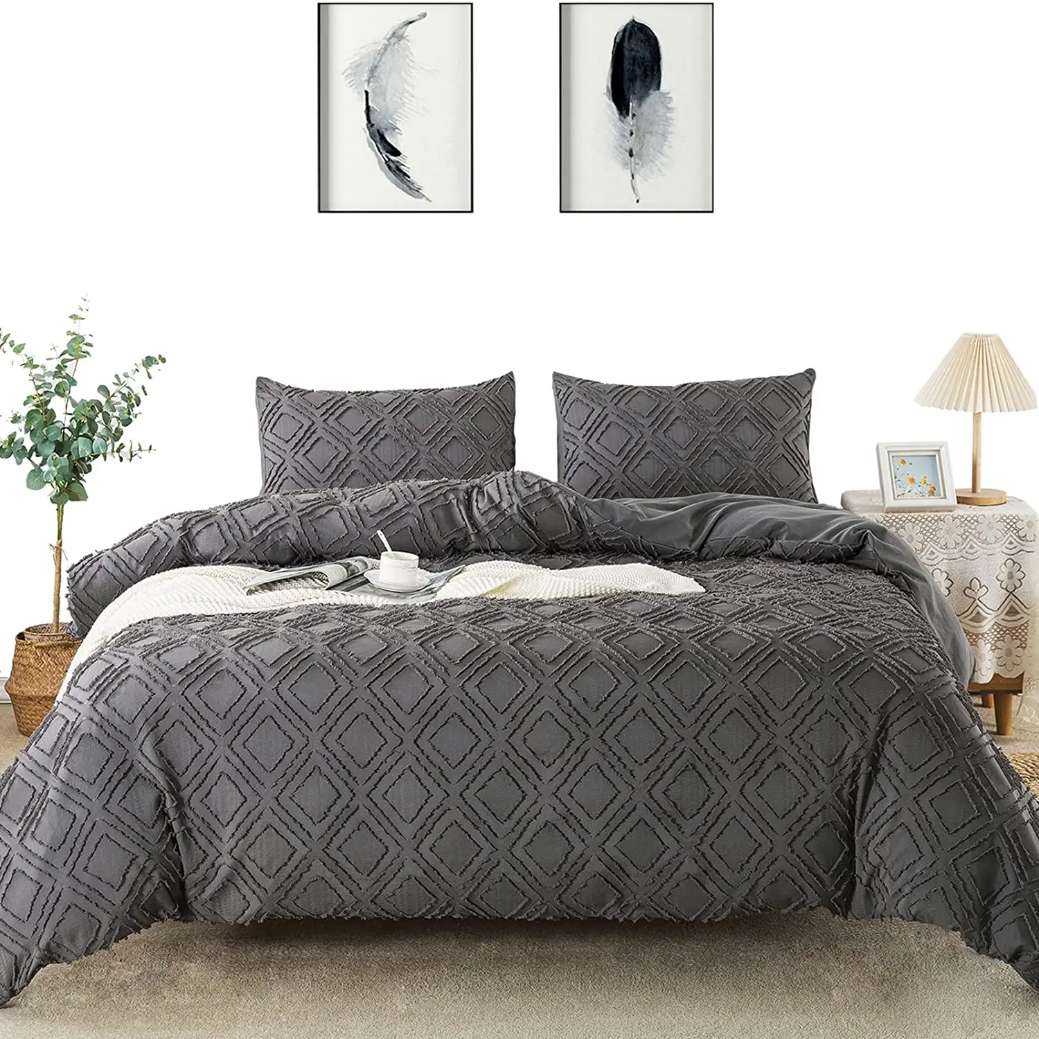 Hot Sale Tufted Duvet Cover Set Jacquard Geometric Delicate Comforter Cover Set Microfiber Bedding Set