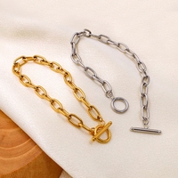 Bracelet chaîne cubaine tendance en acier inoxydable plaqué or et argent, bijou géométrique à maillons en T, idéal pour un cadeau