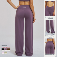 Legging de yoga taille haute personnalisé avec logo, coupe droite et large, évasé, taille en V, grande taille pour femme