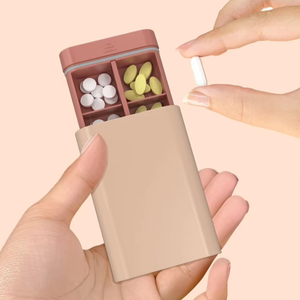 Boîte à pilules en gros, mini-boîte à pilules portable, étui de rangement pour médicaments et huiles de poisson, organisateur de voyage à 6 compartiments pour vitamines - Product Image 1