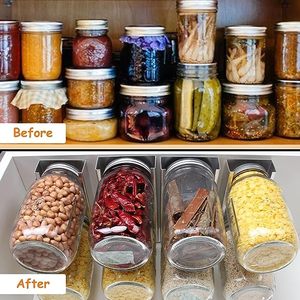 Hanging Réglable En Plastique Mason Jar Organisateur Organisateur Pot À Épices Étagère pour Tiroir <span class=keywords><strong>De</strong></span> Cuisine Sous L'armoire - Product Image 4