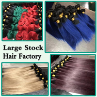 Paket Rambut Ombre Grosir, Paket Rambut Manusia Warna Abu-abu Biru Ungu, Vendor Rambut Brasil Mentah Virgin dengan Kutikula Tersusun Rapi