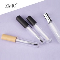 Tube de brillant à lèvres rond transparent en PETG de 10 ml, conteneur vide pour fond de teint liquide avec applicateur pinceau, emballage cosmétique pour correcteur et blush