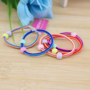 Lindo lazo para el cabello para niños, decorado con perlas de colores mezclados, alta elasticidad, uso diario, tocado - Product Image 4