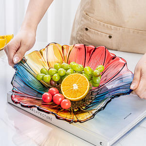 Bandeja de fruta Bohemia Caja desechable ecológica para aperitivos y películas Plato de vidrio grabado a mano - Product Image 4