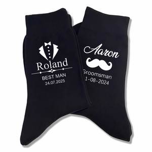 Personalized Groomsmen <b>Socks</b>, Custom Wedding <b>Socks</b> with Name, Role and Date, Best Man Gift, Wedding Favous - Product Image 1