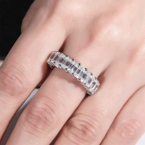 custom Moissanite <b>Eternity</b> <b>Ring</b>, Round/Emerald/Princess Cut 5cttw D Color 925 Sterling <b>Silver</b> Wedding Band <b>Rings</b> for Women - Product Image 3