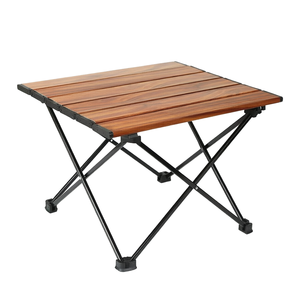 Mesa Plegable Portátil de Madera de Teca para Exteriores, Mesa Cuadrada de Aluminio Plegable para Acampar y Hacer Picnic - Product Image 1