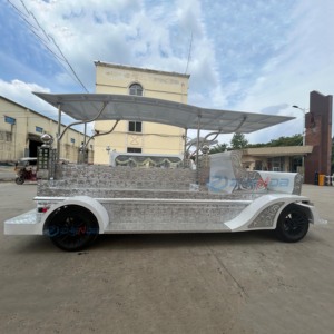 รถศพไฟฟ้าสีเงิน ดีไซน์ใหม่ คุณภาพสูง สไตล์วินเทจ สำหรับพิธีศพ - Product Image 6