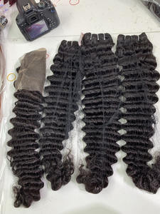 Extensions de cheveux humains de qualité supérieure, vague profonde, 100% vierges, non traitées, couleur naturelle, trame pour salon - Product Image 6