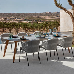 <span class=keywords><strong>Table</strong></span> à manger moderne en alliage d'aluminium et rotin pour <span class=keywords><strong>2</strong></span>/<span class=keywords><strong>4</strong></span>/6/8/10 <span class=keywords><strong>personnes</strong></span>, idéale pour les villas, les balcons, les loisirs en plein air, les hôtels et les maisons d'hôtes - Product Image 3