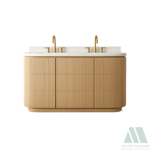 Meubles de salle de bains en chêne massif, pin et bois d'acacia au design moderne avec vasque en céramique à faible quantité minimale de commande ODM OEM direct d'usine du Vietnam - Product Image 6