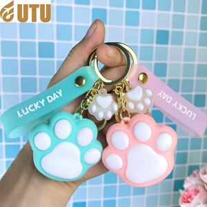 Porte-clés créatif en plastique en forme de patte de chat, design cœur mignon pour fille, pendentif de voiture, cadeau pour couple - Product Image 2