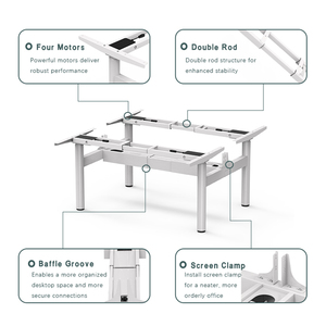 4DF3 Ergonomic Adjustable Height <strong>Desk</strong> 4 <strong>Round</strong> Shape Legs Writing Table Frame Height Adjustable with Cable Tray and Screen Clamp - Product Image 4