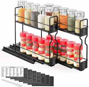 2 Pack 2 Tier Pull Out <b>Spice</b> <b>Rack</b> Organizer for Cabinet <b>Rotating</b> <b>Spice</b> <b>Rack</b> Organizer Seasoning Organize - Product Image 1