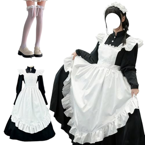 Abito Lungo Stile Inglese Bianco e Nero - Costume Cosplay Lolita Giapponese per Donne - Product Image 1