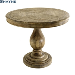 2024 Colecciones Shayne Luxury High-end Personalizar Diámetro antiguo 130cm Acabado de roble ahumado Mesa de comedor de parquet Leeds - Product Image 1