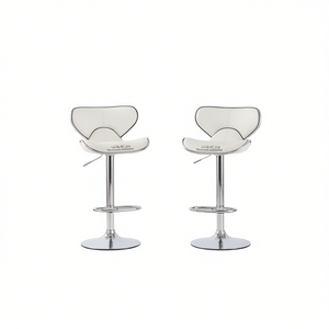 Taburetes de bar giratorios blancos Masaccio, base cromada, ajustables con elevación neumática, juego de 2 muebles de bar modernos - Product Image 1