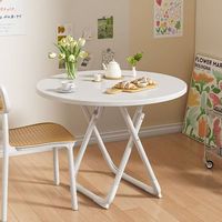 Table pliante ronde moderne en bois avec chaises pieds en métal en forme de X sans assemblage pour la maison cuisine café restaurant