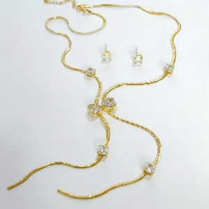 Set di gioielli da sposa placcato oro lucido metallizzato 24K alla moda accessori di abbigliamento quotidiano per le donne per feste e regali - Product Image 2