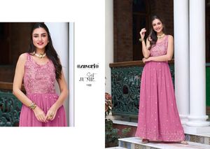 Hermosa Top de una pieza de Georgette de estilo completo con línea de algodón de tela arrugada para mujeres Fiesta India completamente cosida - Product Image 5