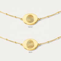 Bracelet en acier inoxydable personnalisé fait à la main avec une mini-plaque commémorative, cordon, mini-étiquette réglable, gravure d'empreintes digitales, perle souvenir, chaîne
