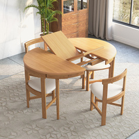 Salle à manger moderne en bois massif de noyer Table à manger pliante peu encombrante Table à dîner ronde extensible en bois ensemble de 4 chaises