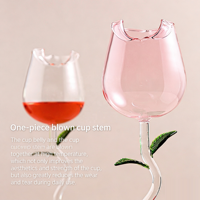 Verres à vin rouge de luxe en verre borosilicate haut de gamme, forme rose artistique et unique, 150ml/280ml, pied court