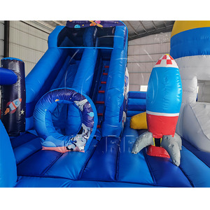 Parco Trampolini Gonfiabile Razzo Spaziale Blu - Gioco Rimbalzante Avventura Cosmica per Bambini all'Aperto - Product Image 5