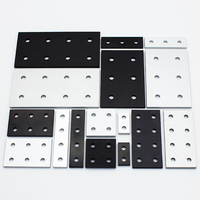 Plaque de jonction plate droite en aluminium pour profilé en aluminium extrudé 20*20mm 15x15 série noire 3 trous