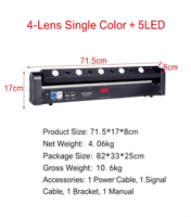 Projecteur laser mobile 150W à 4 têtes et 5 faisceaux LED, DMX512, pour discothèque, fête, concert, scène, bar, éclairage DJ