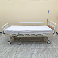 Lit médical électrique 2 fonctions pour patient, avec tête et pied de lit moulés par soufflage en PP, barrières en alliage d'aluminium, freins TPR et roulettes.