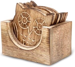 Ensemble de sous-verres en bois naturel, best-sellers, pour la maison, le café, l'hôtel et les restaurants, disponibles à la vente - Product Image 3