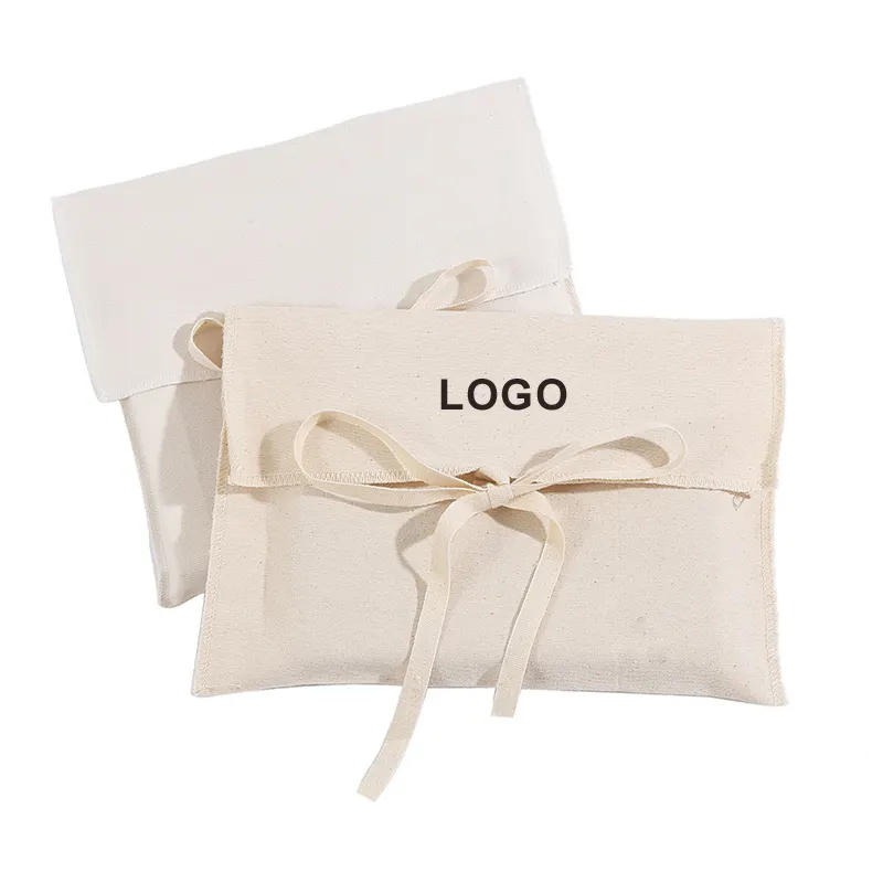 Sacchetti di imballaggio regalo con busta in tessuto di cotone con patta personalizzata per sacchetto di polvere per buste cosmetiche di gioielli in tessuto di lusso
