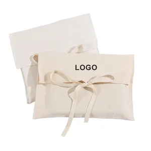 Custom Flap Katoenen Stof Envelop Cadeau Verpakking Tassen Voor Luxe Doek Sieraden Cosmetische Envelop Stofzak