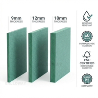 Tablero de MDF/HDF Impermeable de 18 mm con Núcleo Verde, HMR-MDF Negro Resistente a la Humedad, Tablero de Fibra de 2-25 mm para Gabinetes de Cocina y Baño