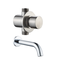Robinet à commande par bouton-poussoir en acier inoxydable, à fermeture automatique, réglable, pour douche extérieure de plage, lavage des mains et des pieds, lavabo, finition chromée